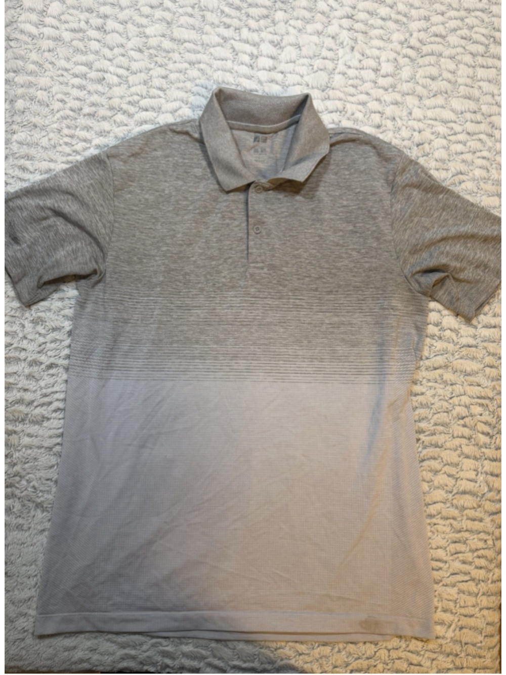 adidas Men's L Gray Polyester Short Sleeve Solid Collared Polo Button Placket